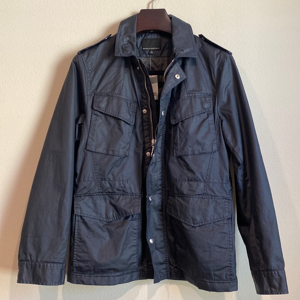 NEW MENS Banana Republic all weather navy jacket